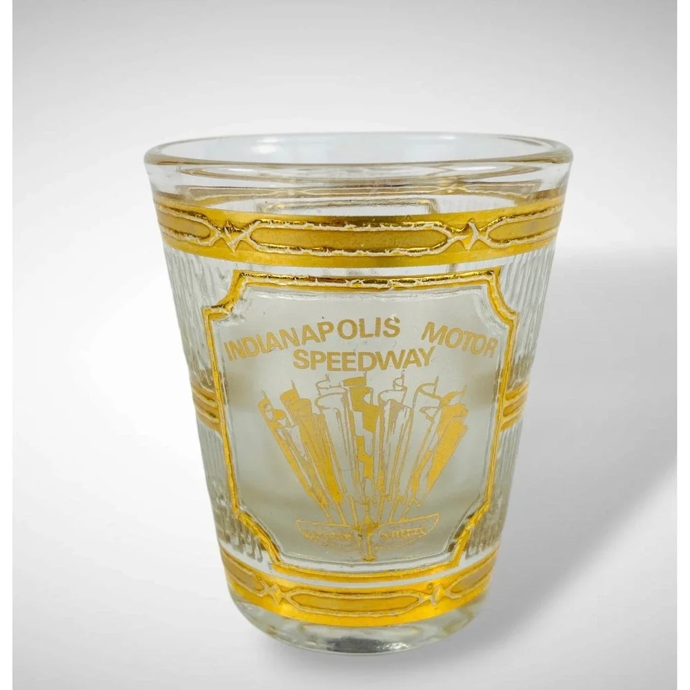 Culver‎ Shot Glass Indianapolis Motor Speedway 22K Gold Overlay 1970s 80s